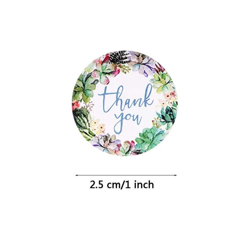 500pcs 4 Styles Round Floral Thank You Stickers 1 Inch Labels for Wedding Favors