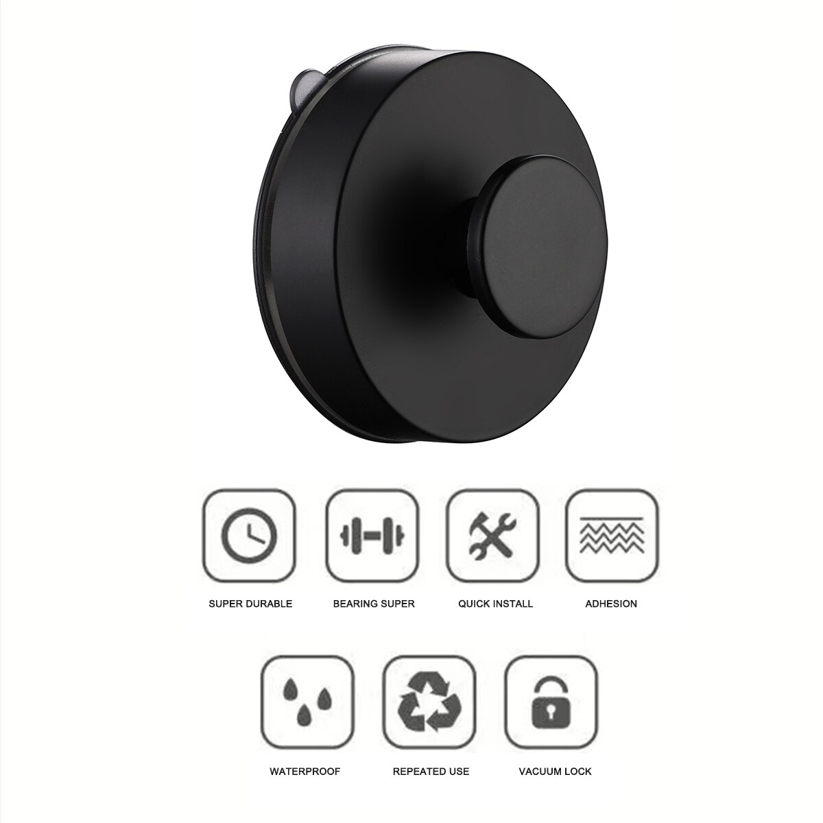 5KG Max Payload Strong Suction Cup Hook Reusable Wall Hooks Towel Hook Hanger For Bathroom Kitchen Home Decoration Black White