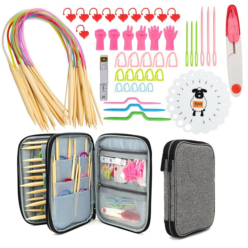 Premium Crochet Hooks Set With Case 35 Styles Knitting Needles Set DIY Needle Arts Craft Scissors Stitch Markers Sewing Tools: CK162-C1