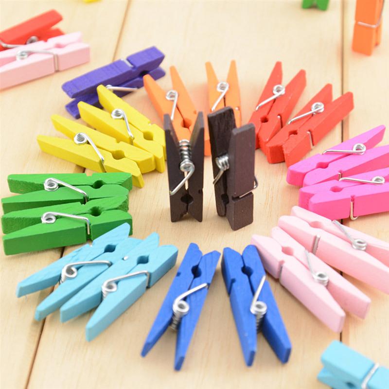 100 Pcs Mini Natuurlijke Houten Paperclips Utility Veelzijdig Wasknijper Foto Foto Kabel Foto 'S Organizer Clips Voor Foto 'S