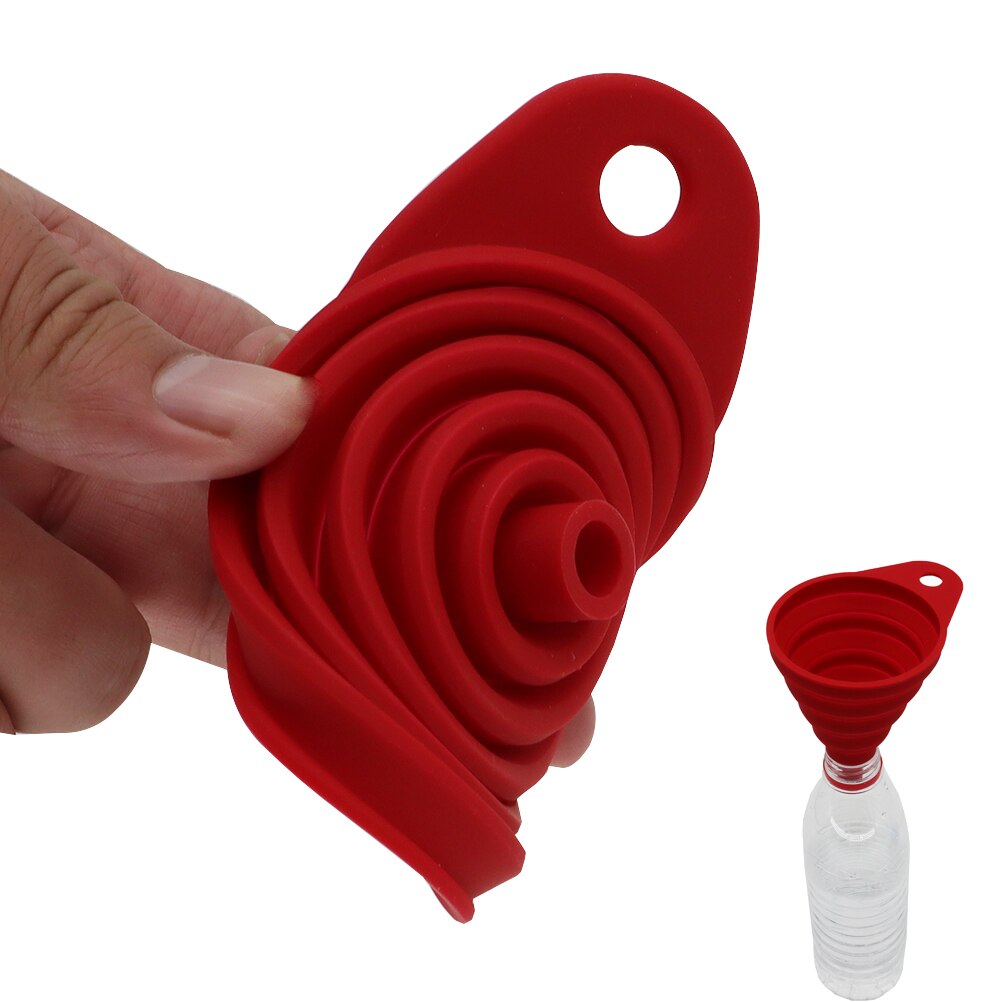 DIY Universal Funnel Water Gasoline Oil Fuel Petrol Diesel Liquid Washer Fluid Engine Change Fill Transfer Collapsible Silicone