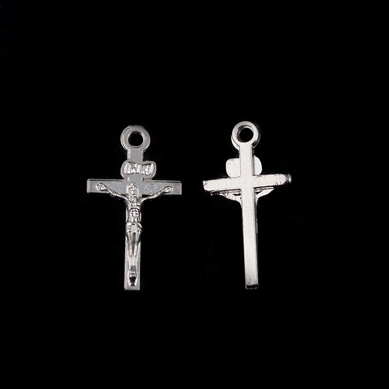 Colgante de Cruz con etiqueta de Rosario Católico, joyería de 24 Uds., colgante de Jesús, fabricación de Material de aleación de Zinc: A78