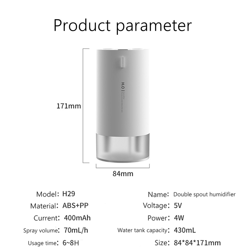 430Ml Draadloze Aromatherapie Humidifie Diffuser 2000Mah Batterij Oplaadbare Essentiële Olie Diffuser Auto Aroma Luchtbevochtiger Thuis