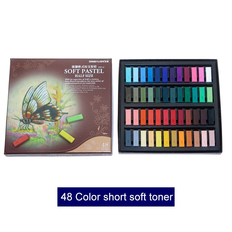 Kunstmaleri blød farve kridt 12/24/48 farver/sæt kunst tegning sæt kridt farve farveblyant pensel papirvarer til studerende: 48 farver blød toner