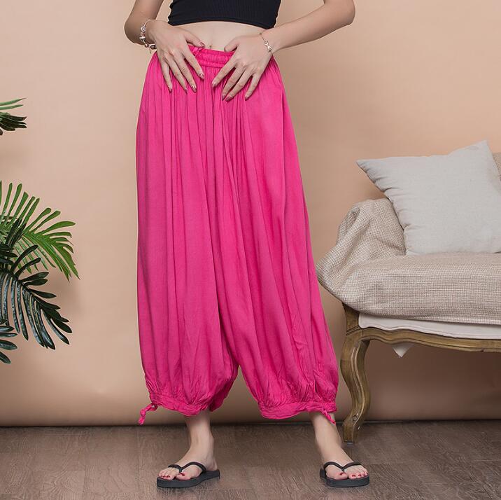 Pantalones de algodón para mujer, pantalón de pierna ancha, cómodo y fino, 8 colores, primavera y verano
