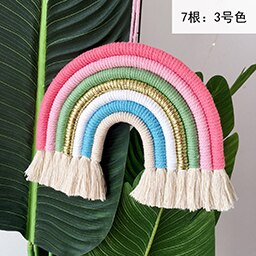 Babykamer Decoratie Nordic Hand-Geweven Regenboog Ornamenten Diy Touw Regenboog Speelgoed Muur Opknoping Baby Slaapkamer Decor Foto Props: QC0061-3