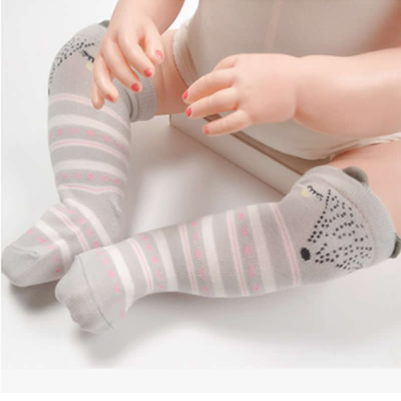 Meisjessokken kniehoge antislip babysokken van katoen jongenssokken met vossenprint kniehoge sokken meisjes beenwarmers