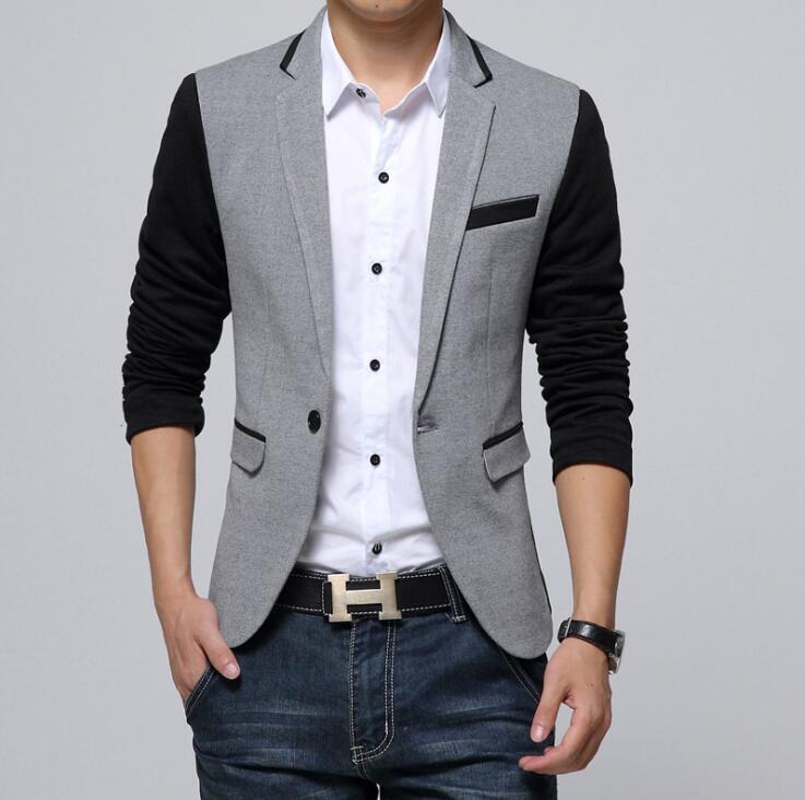 Männer Blazer Männer Luxus Woolen Blends Patchwork Dünne Klage Jacken Business Männlichen Blazer M-6XL: Grau / XXXL