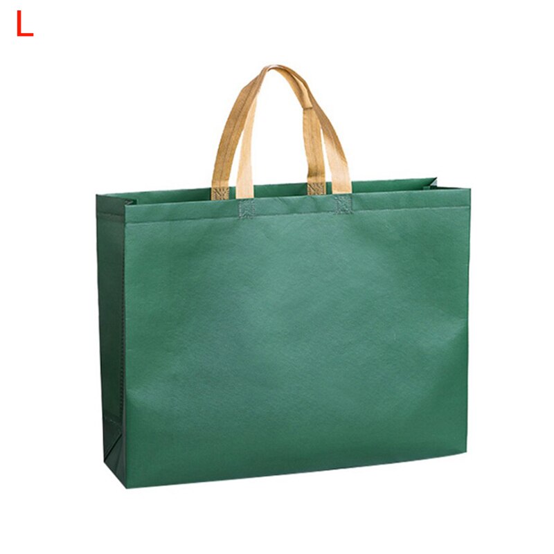 Women Foldable Large Shopping Bag Reusable Eco Bag Unisex Fabric Non-woven Shoulder Bags Tote grocery Fabric Bags Pouch: dark green / L