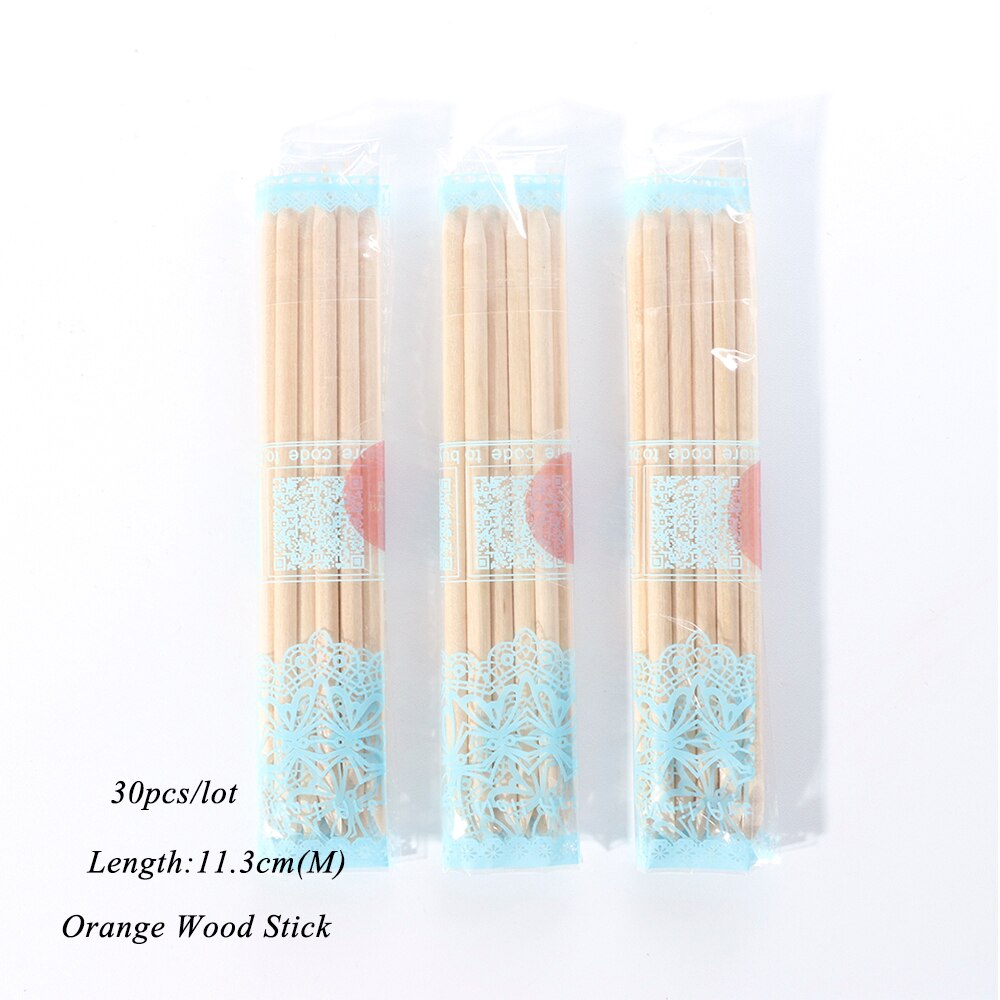 10/30/50/100pcs Bois Baguettes D&#39;orange Ongles Cuticule Poussoir Retrait Parsemant Gemme Outil De Manucure Pédicure Ongles Ensemble de Bâtonnets De NT709: 30pcs M