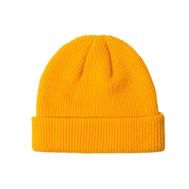 Gorro de punto acanalado con puños para mujer, gorro de melón corto Unisex de punto acanalado de Color sólido, gorro holgado Retro de esquí, gorro de pescador Docker: Y