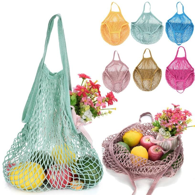 Mesh Netto Zak String Boodschappentas Herbruikbare Fruit Opslag Handtas Bakken Vrouwen Winkelen Mesh Shopper Bag