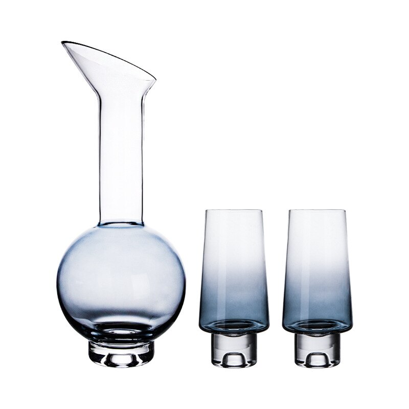European-Style Crystal Glass Electroplating Rose Gold Water Jug American Decanter Wine Set: 2Gray 2cup