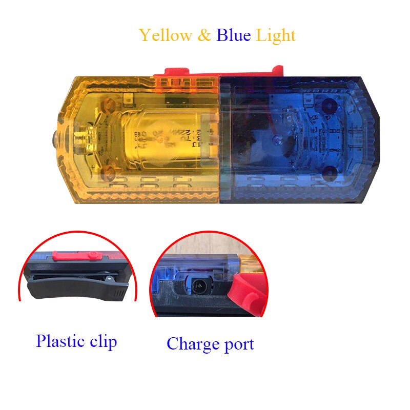 Wasserdicht Blau verrotten Gelb Farbe LED Blinkt Schulter Lampe Licht Alarm patrouillieren Warnung: Blau Gelb Plastik