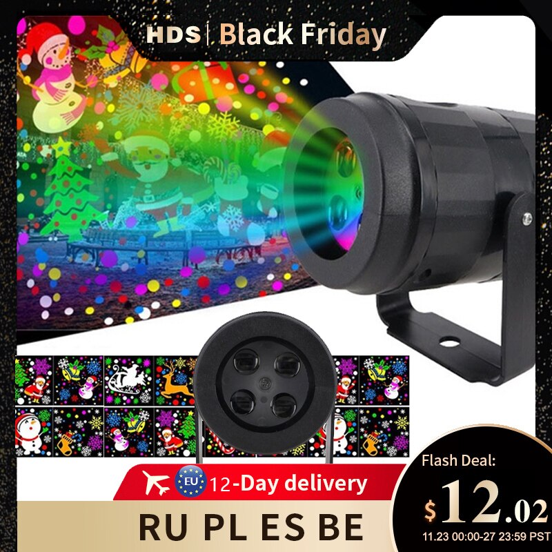16 Patterns Christmas Projector Lights Outdoor Waterproof LED Christmas lights Projection Night lamp Lights Party Bar