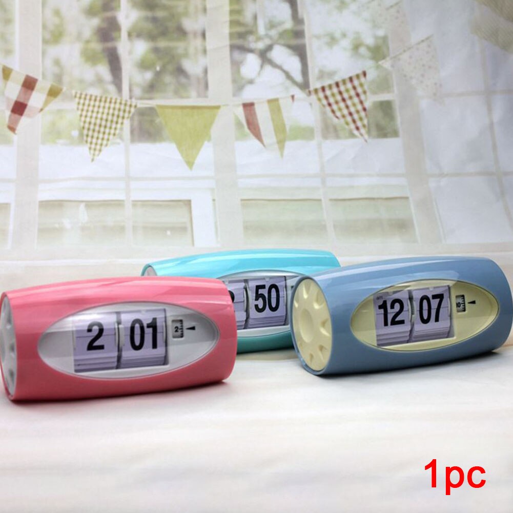 Table 12 Hours Alarm Clock Number Page Turning Auto Flip Home Decor Watch