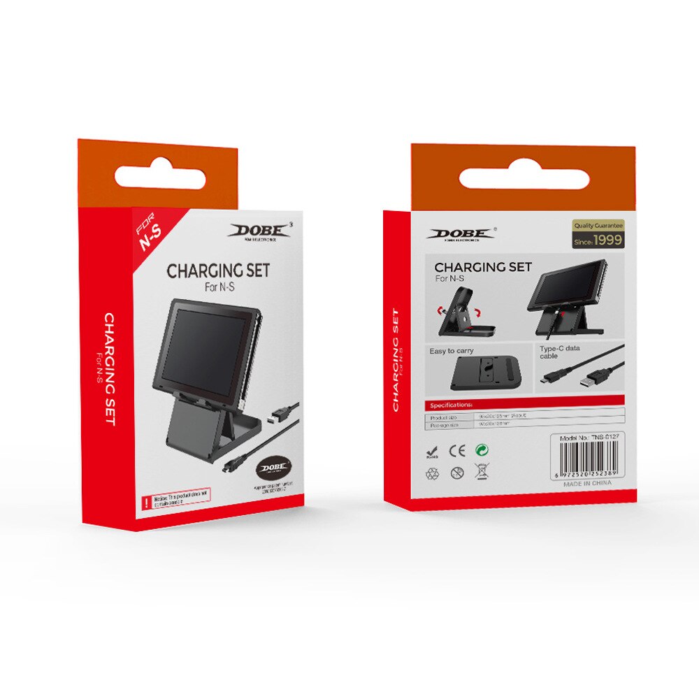2 in 1 sæt bærbart lodret stativ foldbar justerbar vinkelbeslag base med ladedatakabel til nintend switch ns konsol