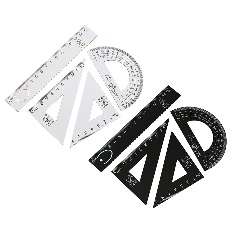 Geometry Triangle Ruler Straightedge Protractor Portable Metal Drawing Measurement Sets Measure Accurately Tools