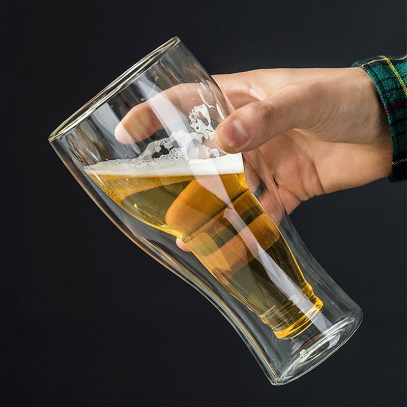 350Ml Inversie Bier Mok Handstand Vruchtensap Drank Glas Bar Restaurant Art Transparante Dubbele Glas