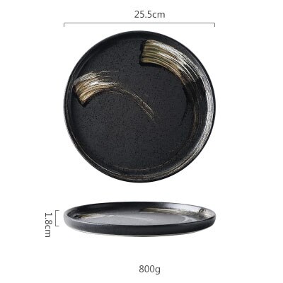 Round Flat Plate Ceramic Dinner Dish Buffet Steak Restaurant Plate: L