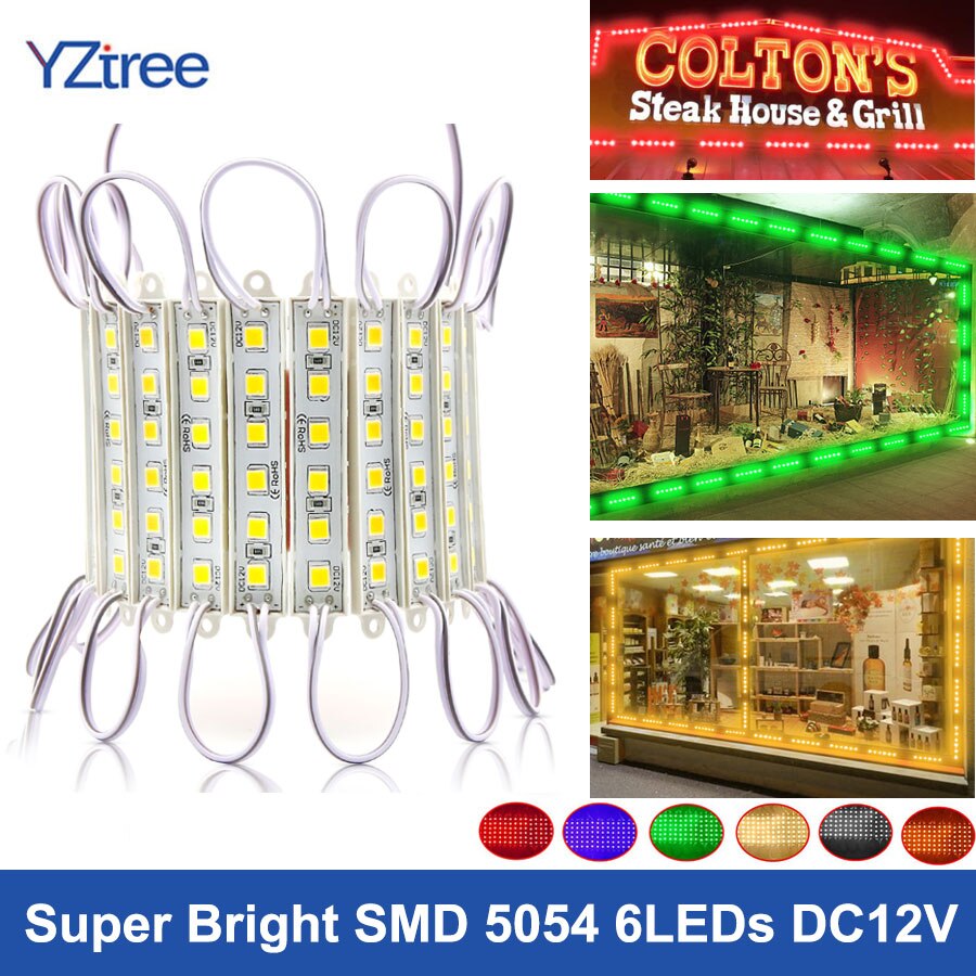 Módulo de luz LED Super brillante SMD 5054, 6LED, cc 12V, módulo de retroiluminación LED impermeable, lámpara de luz frontal de almacén, 20 unids/lote