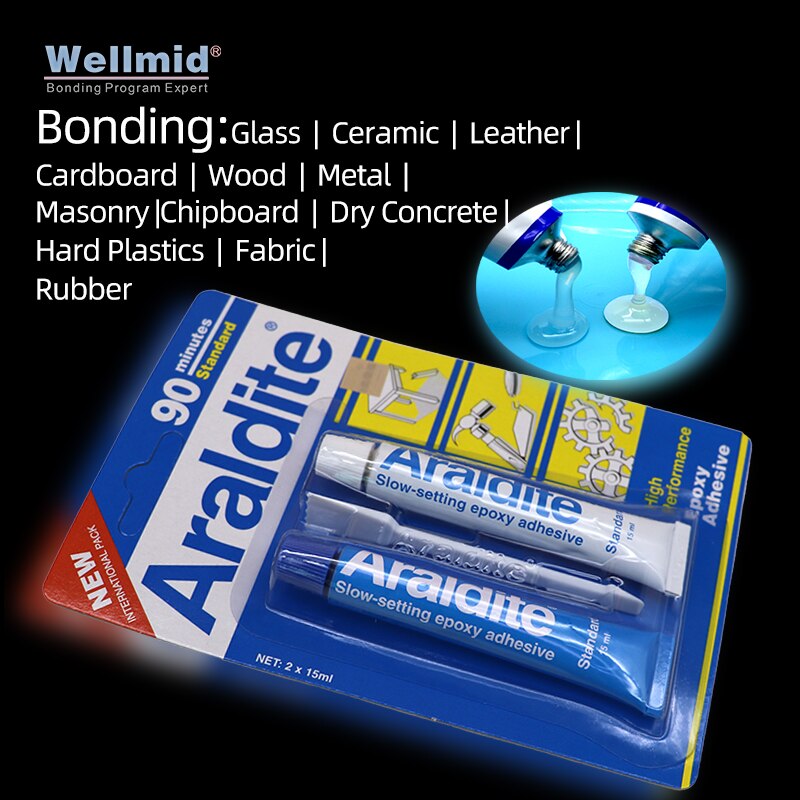 Araldite – colle adhésive époxy lente, Super forte, Standard, 90 Minutes, réparation de bijoux, métal, bois, céramique, plastique, AB