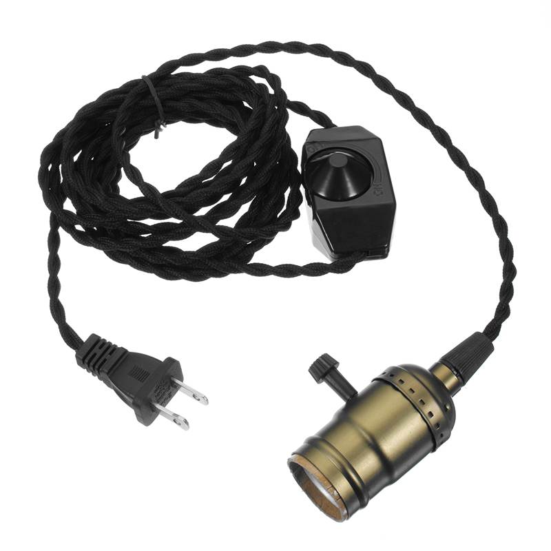 1Pcs E27/E26 Lamp Base Socket Pendant Lamp Holder Dimmer Cord Hanging Ceiling Light Bulb Fixture 110-220V US Plug