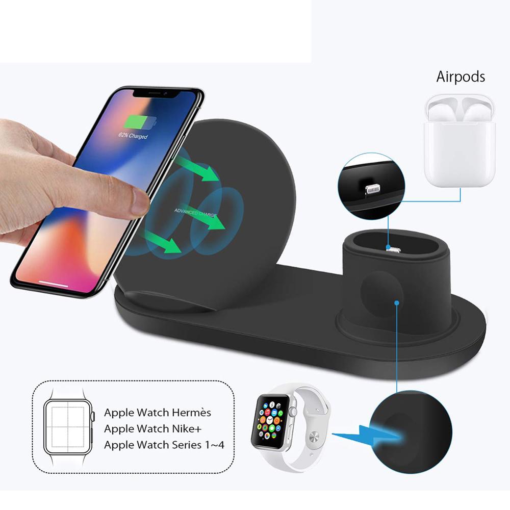 3 in-in -1 schnelllade-ständer mit ladeanzeige für iphone, apple watch und airpods, kompatibel mit smartwatches und mobilgeräten