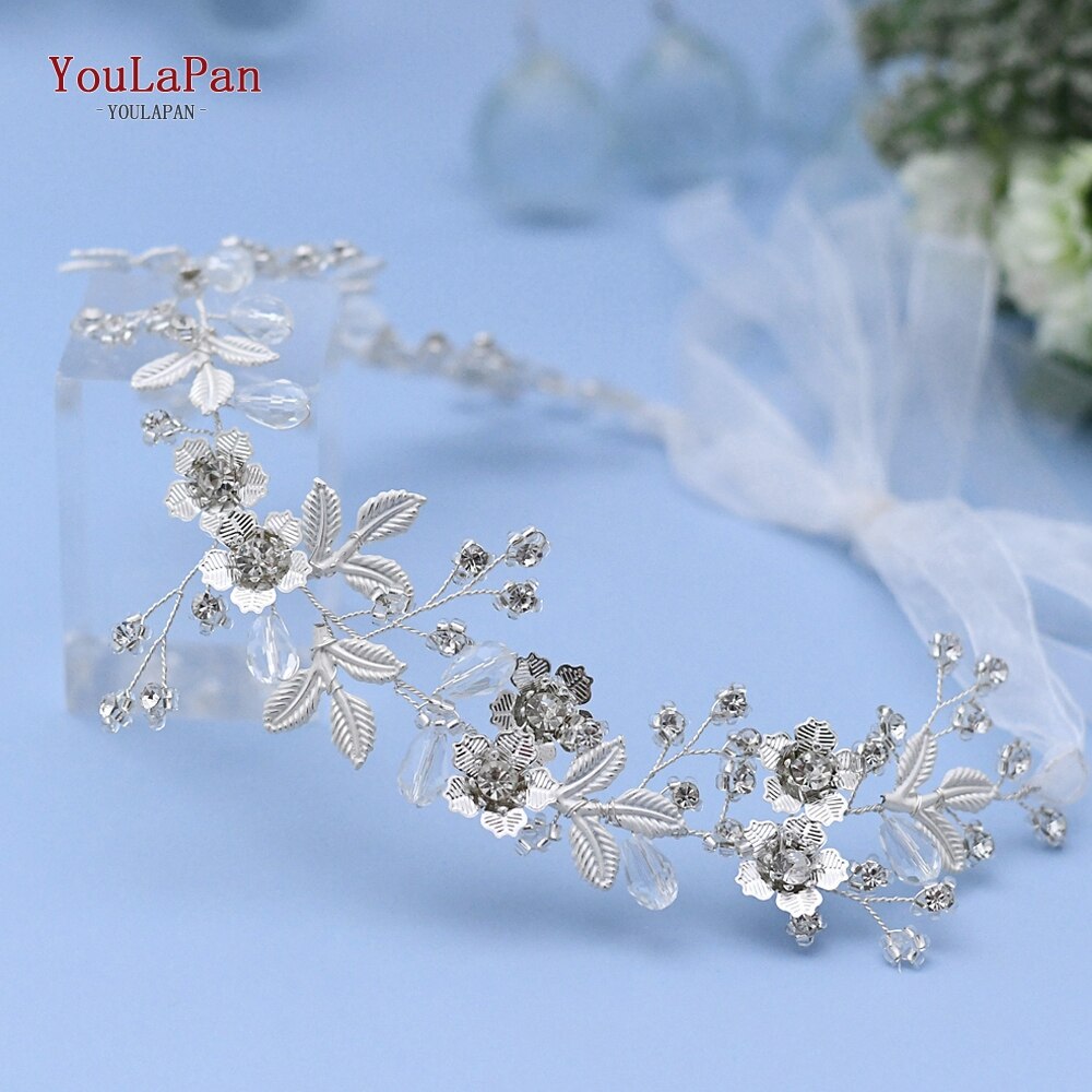YouLaPan SH350 Wedding Dress Belt Bridal Rhinestone Sash with White Ribbon for Bridesmaid Crystal Party Gown Dress Belts