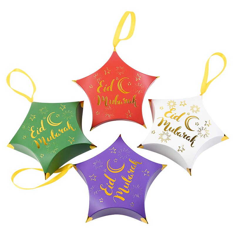 5/10Pcs Star Vorm Eid Mubarak Snoep Geschenkdoos Ramadan Moslim Islamitische Festival Party Diy Decoratie Verpakking Leveringen