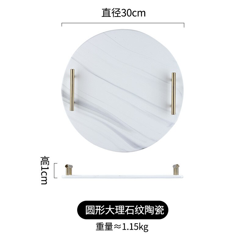 Bandeja de cerámica moderna de mármol dorado para restaurante, bandeja creativa para Sushi, plato de postre para desayuno en casa, accesorios de decoración para el hogar: H