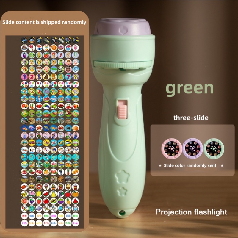 Projectorzaklamp Vroeg onderwijs educatieve ontwikkeling speelgoed kinderverlichting lichtgevende speelgoed cartoon patroon projector: green
