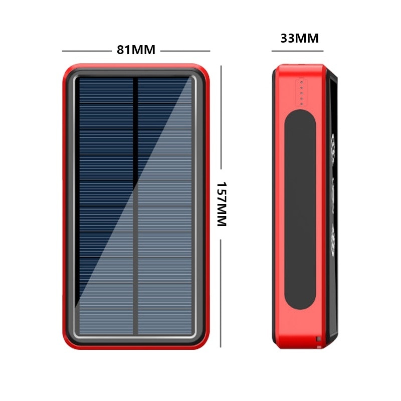 Chargeur de batterie externe de banque d'énergie solaire sans fil de 80000mAh pour Xiaomi Samsung IPhone chargeur solaire 4 USB trois éclairage