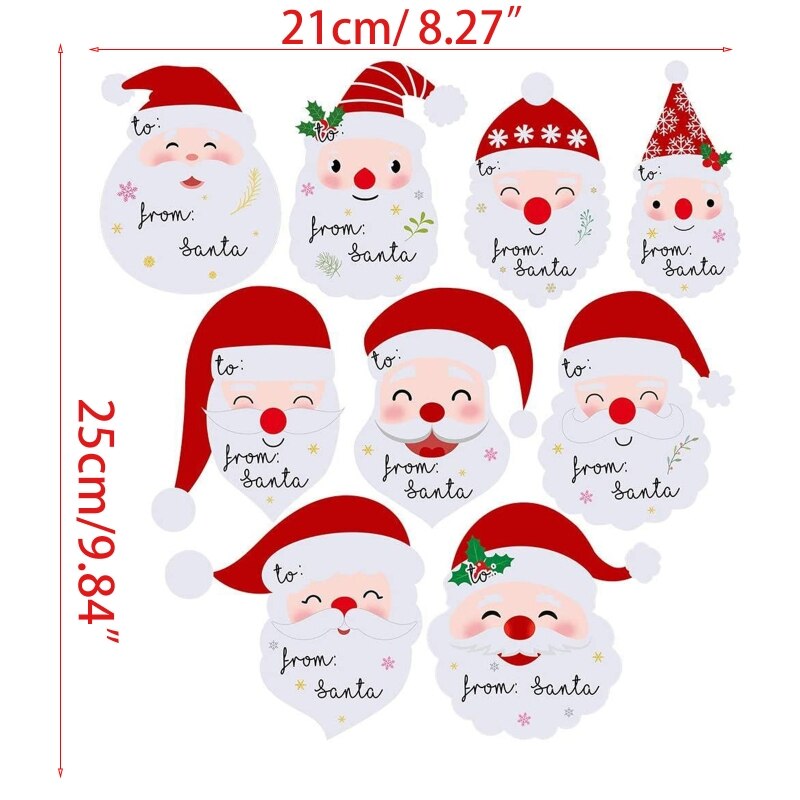 10 Sheets 90 Pieces Christmas Name Tags Stickers Cute from Santa Smile Labels for Xmas Festive Wrapping