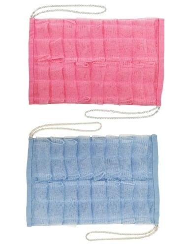 2 stks/partij als warme broodjes Loofa handig Doek wrijven handdoek dubbelzijdig wrijven handdoek Bereikbare Volledige body Wash Doek: blue and red