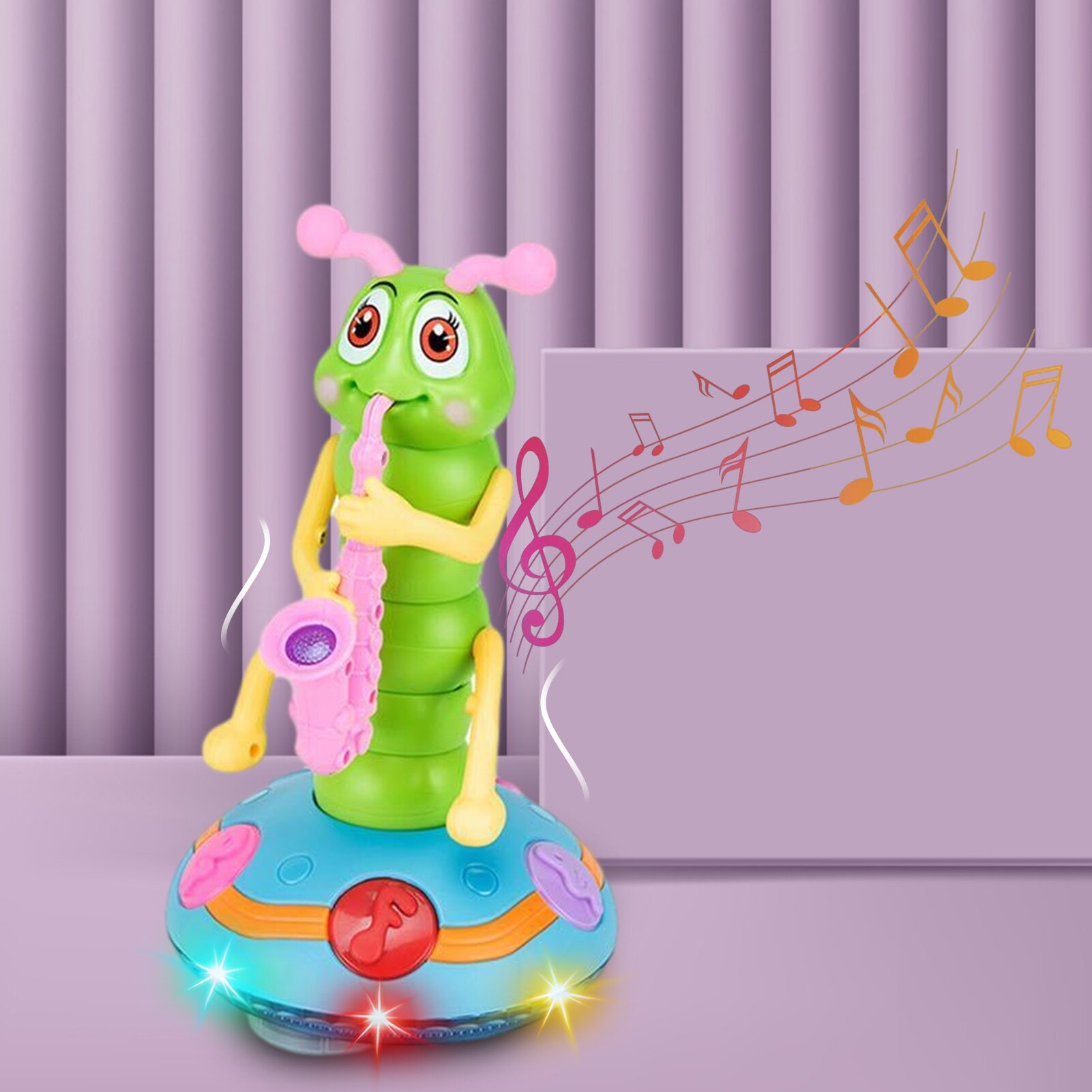 Dancing Saxofoon Rups Grappige Elektrische Muziek Speelgoed Met Led Zaklampen Voor Kinderen Baby Klinkt Game Speelgoed