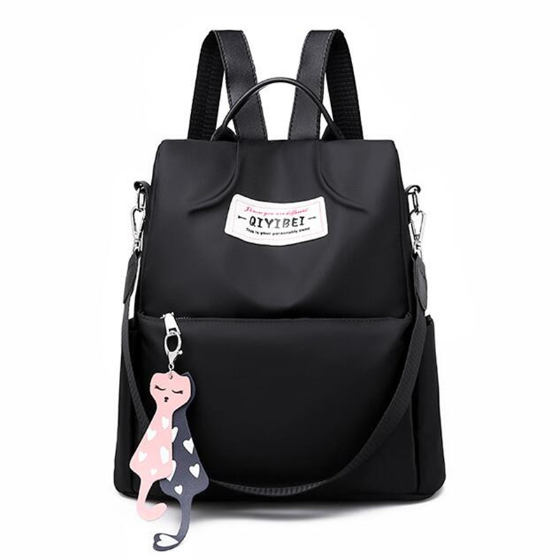 Oxford Rucksack für Frauen Hohe Kapazität Anti-diebstahl Reißverschluss Reise Große Daypack nette anhänger Rucksack Multi-verwenden Taschen: Schwarz