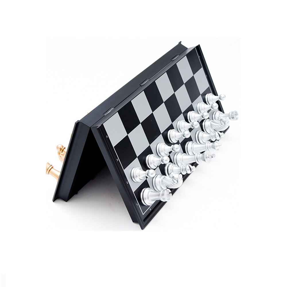 Ensemble de figurines d'échecs médiéval amusantes, avec échiquier de , 32 pièces d'or et d'argent, jeu de société magnétique, pour enfants