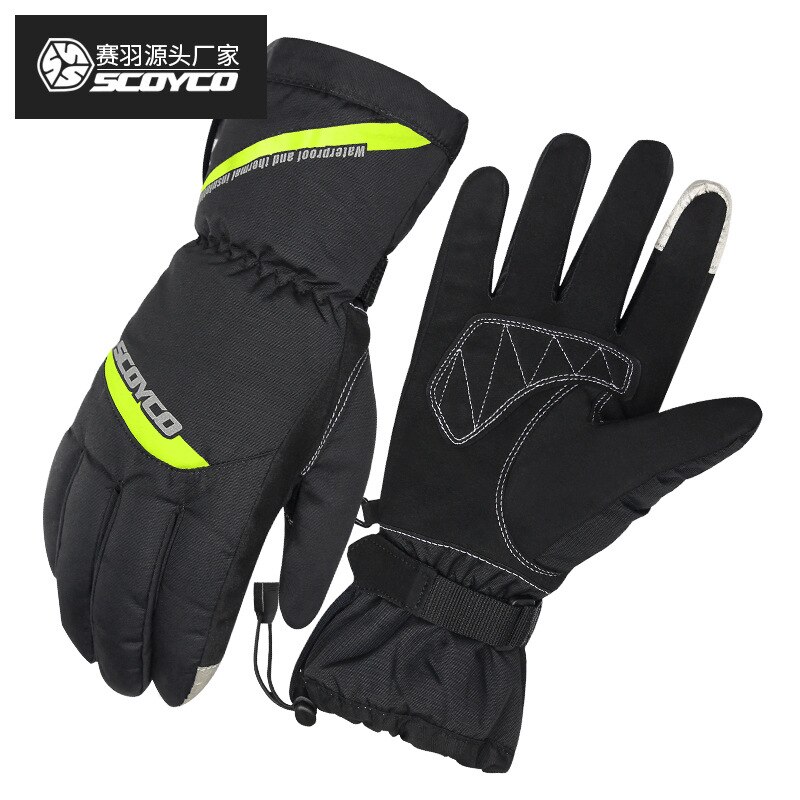 Scoyco vindtætte motorcykelhandsker vandtætte moto handsker touch screen gant moto guantes motorcykel handsker vinter: Mc 41 grønne / L