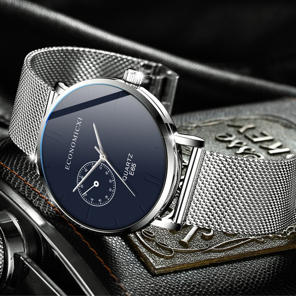 Mannen Mode Ultra Dunne Horloges Eenvoudige Mannen Business Roestvrij Staal Mesh Strap Minimalistische Quartz Horloge Relogio Masculino & 5