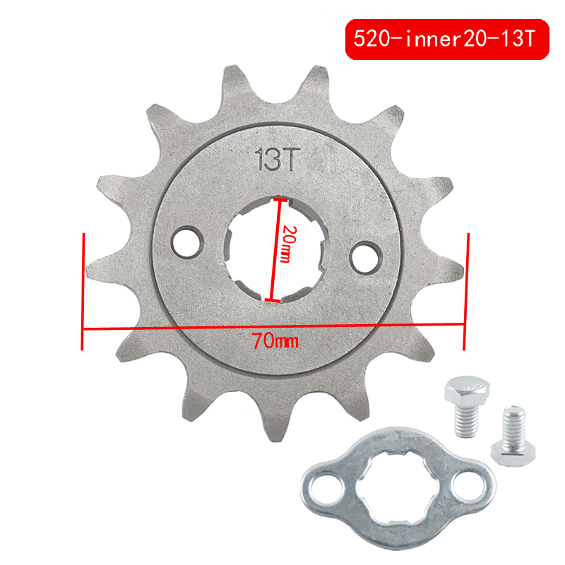 520 10t 11T 12T 13T 14T 15T 16T 17T 18T 19T 20T Dente 20mm ID Pignone motore anteriore adatto fossa bicicletta ATV Parte del motociclo: MULTI