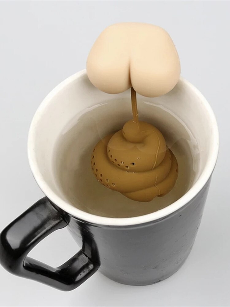 Poo form silikon te tillbehör set halloween ciga bajs intressant kaffefilter diffusor örtte tepåse återanvändbar a: Default Title