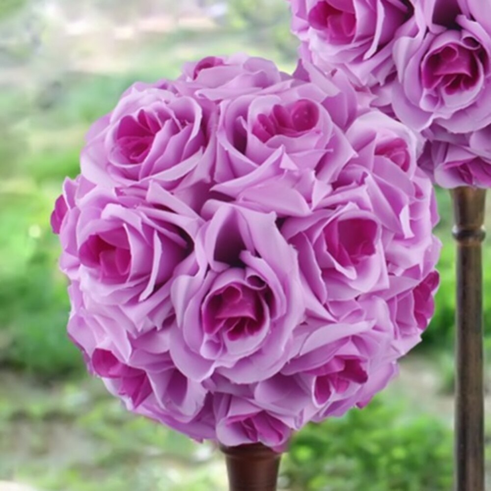 15x21cm Handmade Artificial Rose Flowers Kissing Hanging Ball DIY Bouquet Home Wedding Party Decor Flower Ball Arrangement: Purple