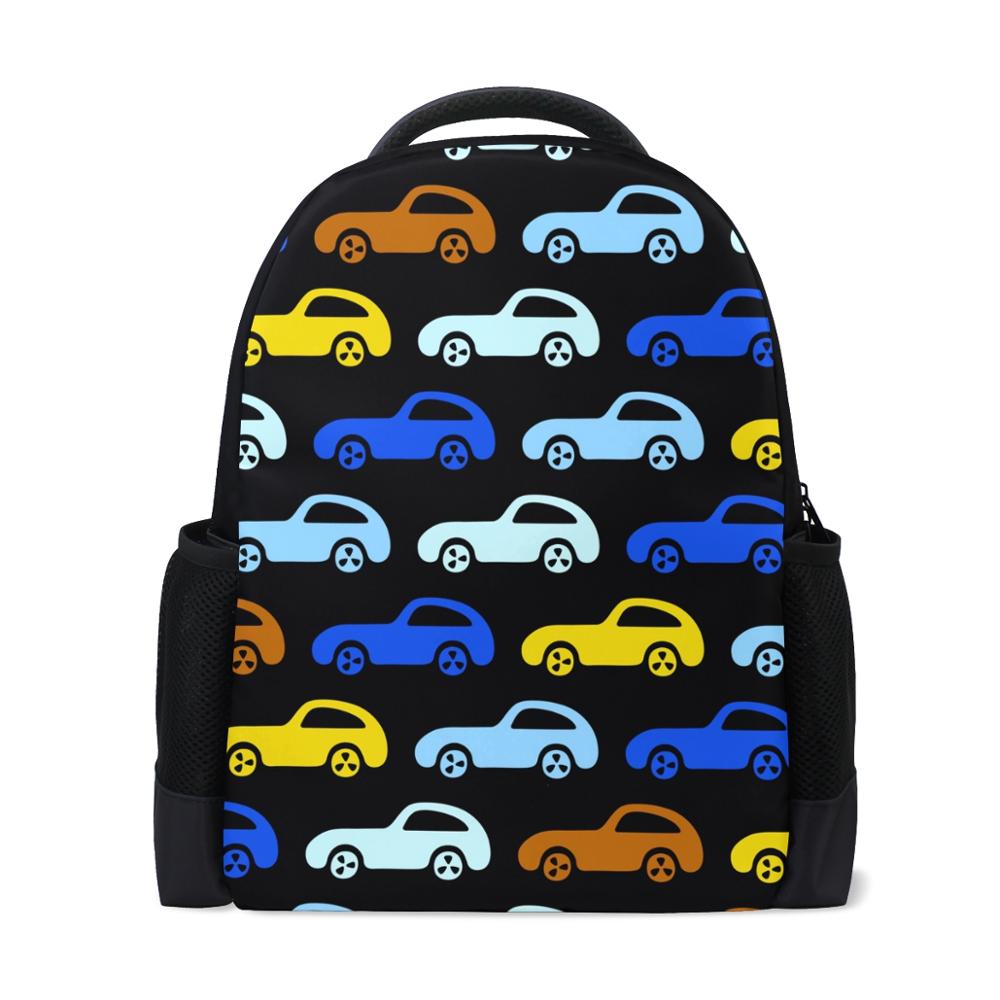 Cartoon car Print children's schoolbag black primary school backpack Kids School Bags For Girls Boys Kids Kindergarten Backpacks