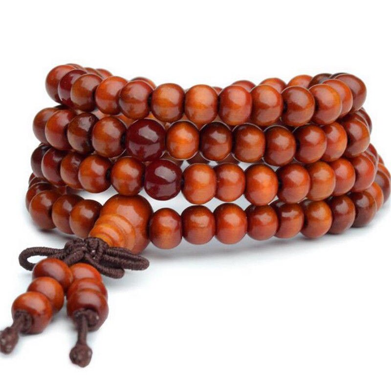 108 perlen 8mm Natürliche Sandelholz Buddhistischen Buddha Holz Gebet Perlen Knoten Schwarz Ebenholz unisex Armbänder Armreifen für Frauen Männer: 04