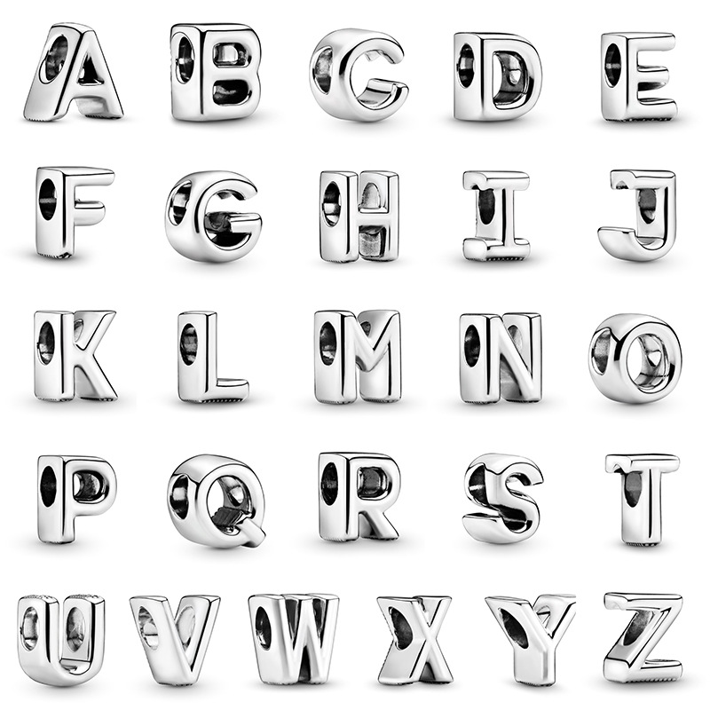 Zilver 925 Vergulde 26 Letter A-Z Charm Fijne Kralen Fit Originele Hanger Charms Zilveren Armband Accessoires DIY Sieraden Voor Vrouwen
