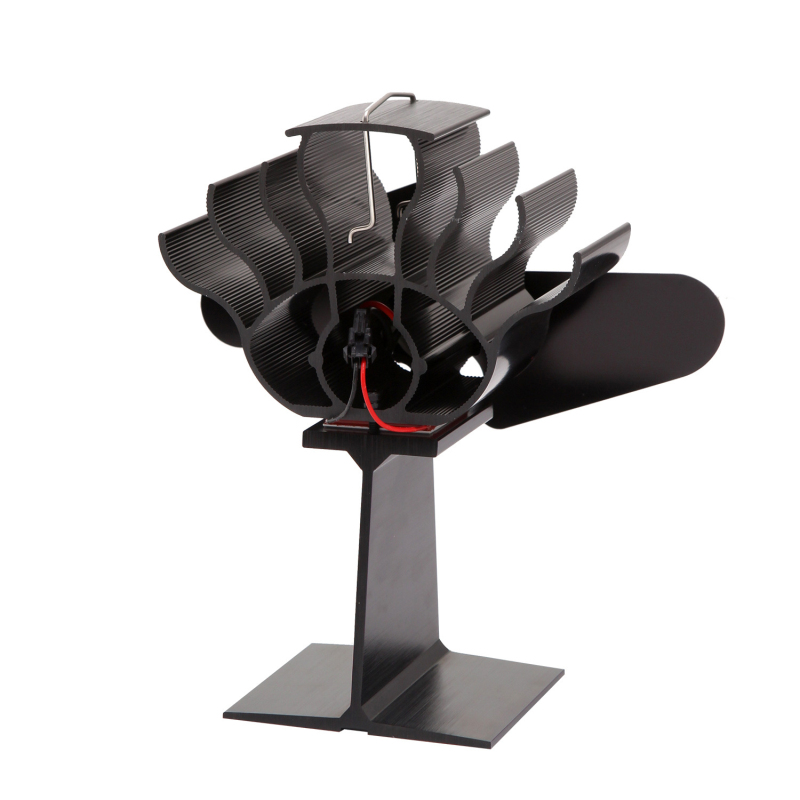 4 blades thermal power stove fan log wood burner ecopan silent black household fireplace efficient fan heat distribution