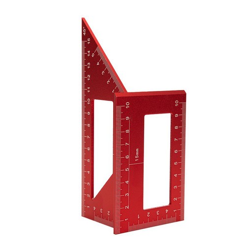 Winkellineal aus Aluminiumlegierung, Holzbearbeitungslineal, 90–45-Grad-Drehlineal, multifunktionales dreieckiges Messlineal, Holzbearbeitungswerkzeuge: Braun
