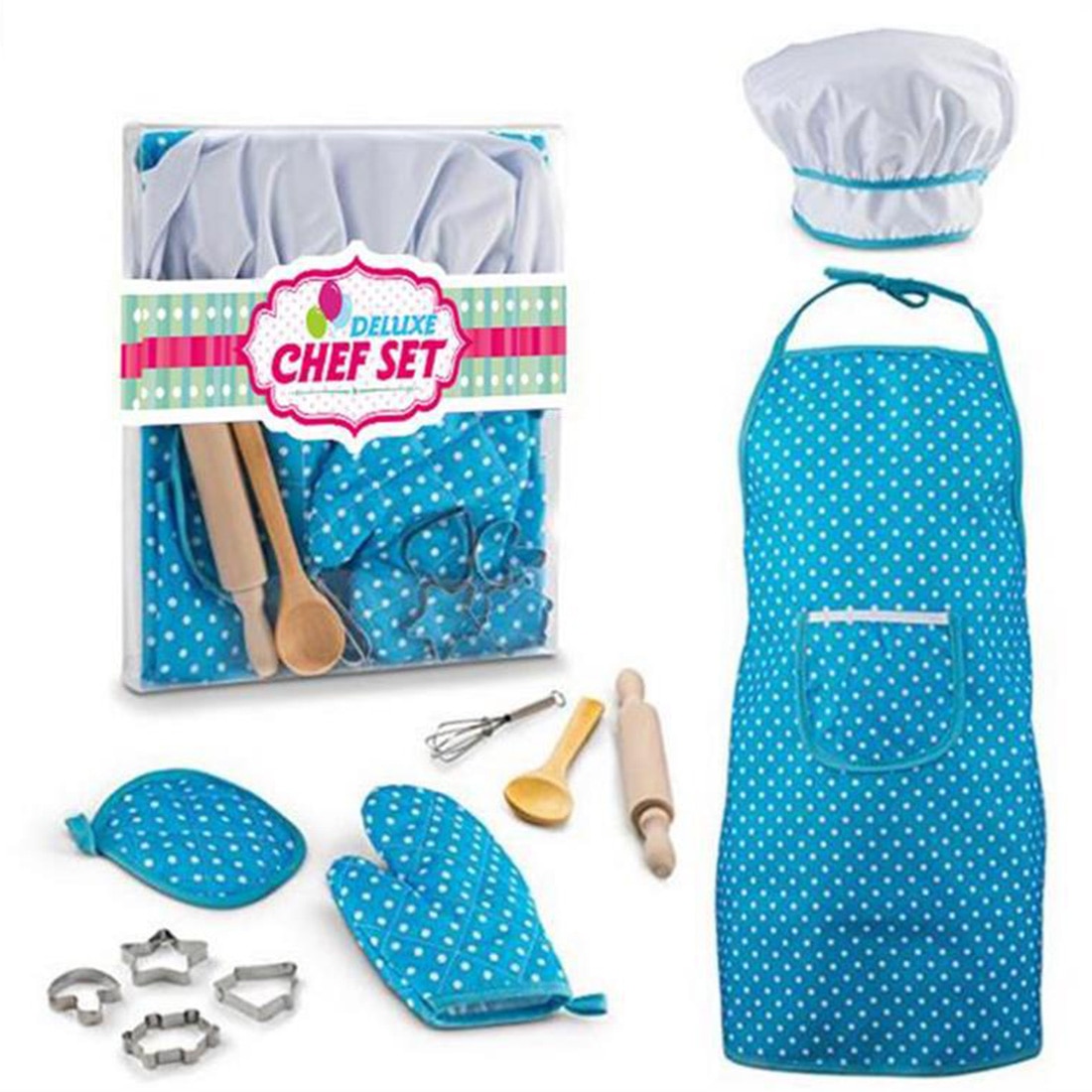 11Pcs/set Pretend & Play Emulational Baking Toy Kit DIY Pastry Baker Tool Apron Set for Children 2 Colors