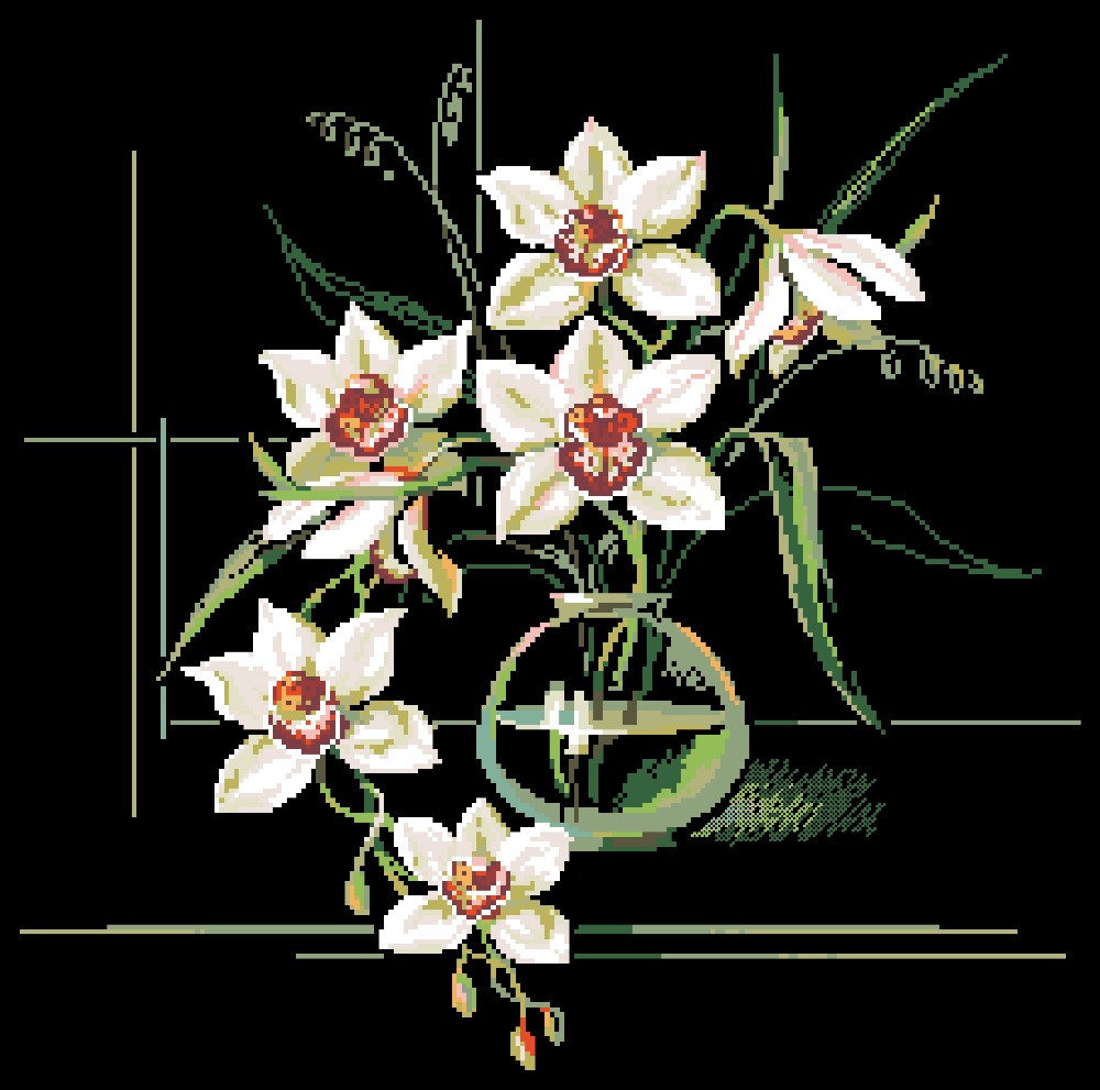 Orchid cross stitch package flower plant sets aida 18ct 14ct 11ct black cloth people kit embroidery DIY handmade needlework